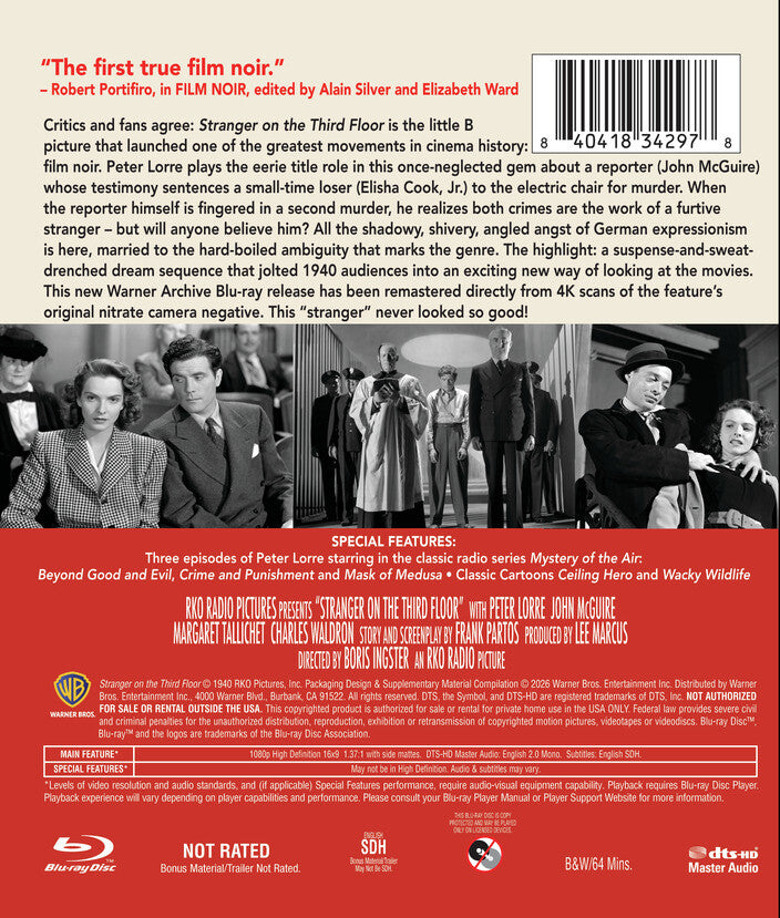 Stranger On the Third Floor [Blu-ray] - Back Panel - 
