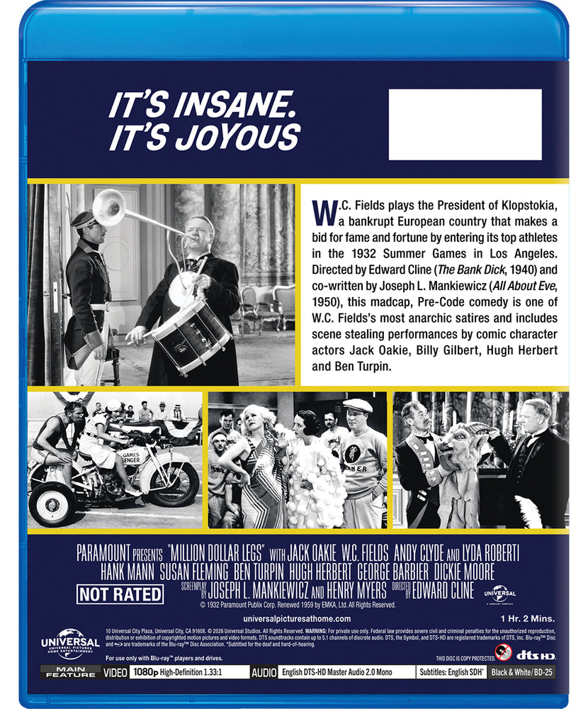 Million Dollar Legs [Blu-ray] - Back Panel - 