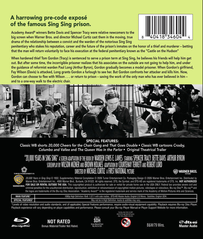 20,000 Years in Sing Sing [Blu-ray] - Back Panel - 