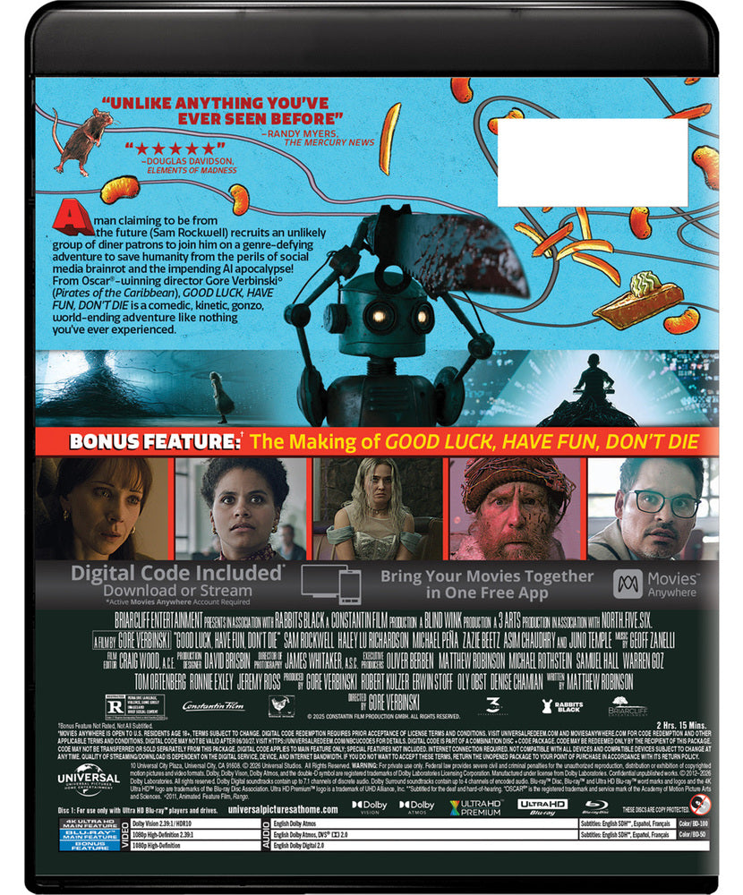 Good Luck, Have Fun, Don't Die [4K UHD + Blu-ray + Digital] - Back Panel - 