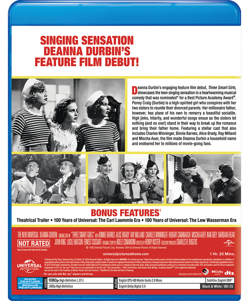 Three Smart Girls [Blu-ray] - Back Panel - 