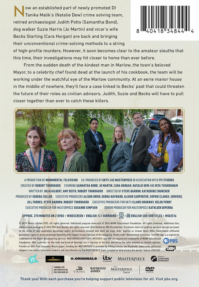 Masterpiece Mystery!: The Marlow Murder Club, Season 3 - Back Panel - 