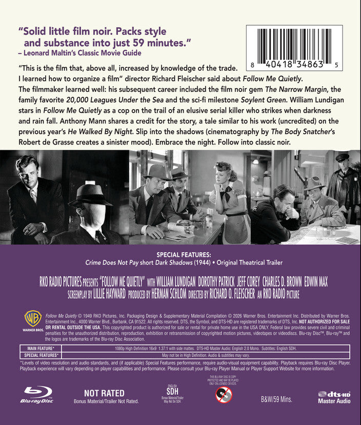 Follow Me Quietly [Blu-ray] - Back Panel - 