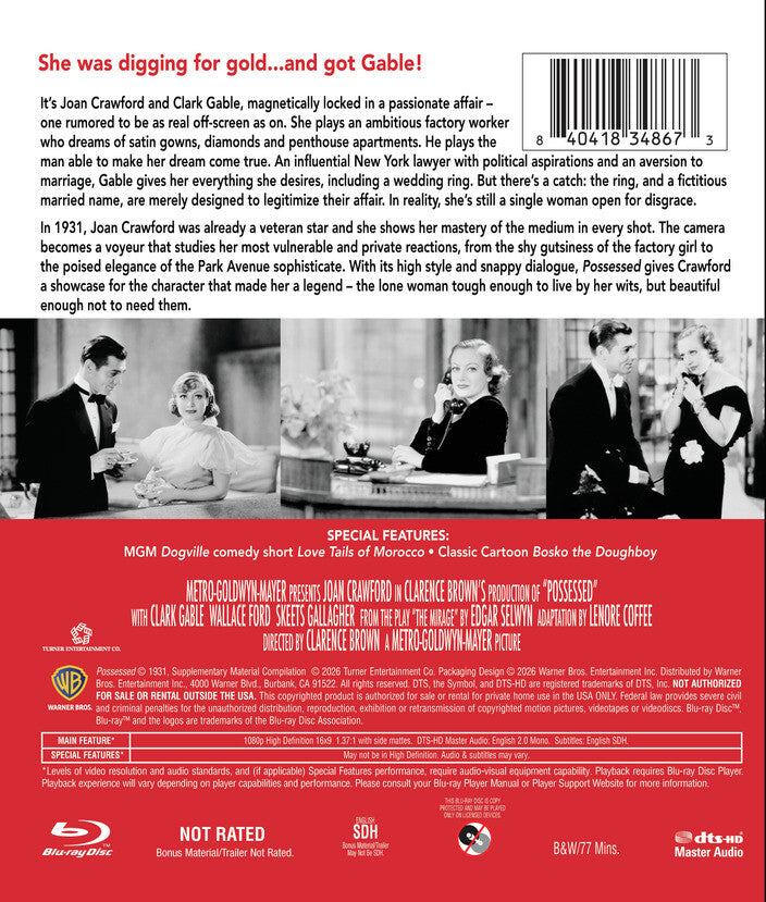 Possessed (1931) [Blu-ray] - Back Panel - 