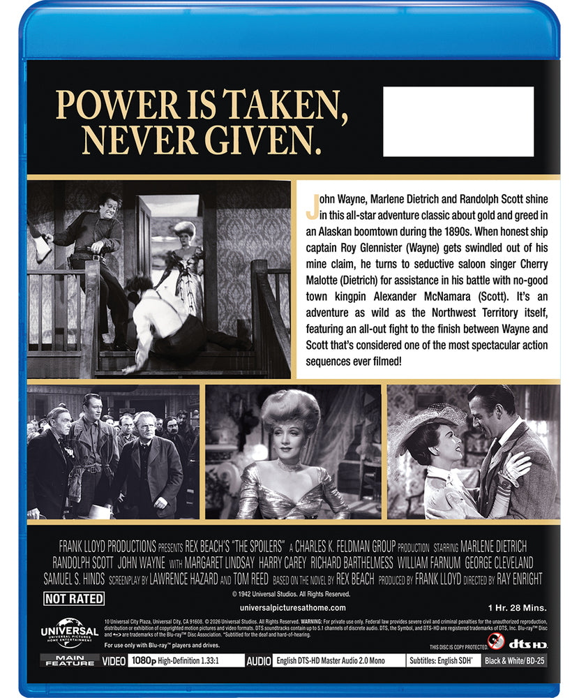 The Spoilers (1942) [Blu-ray] - Back Panel - 