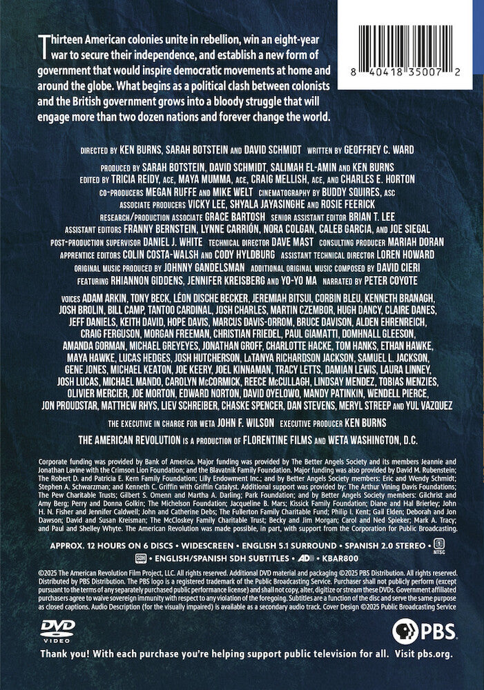 The American Revolution: A Film by Ken Burns, Sarah Botstein & David Schmidt - Back Panel - 