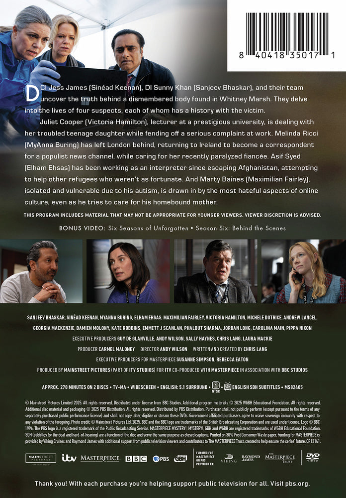 Masterpiece Mystery!: Unforgotten Season 6 - Back Panel - 