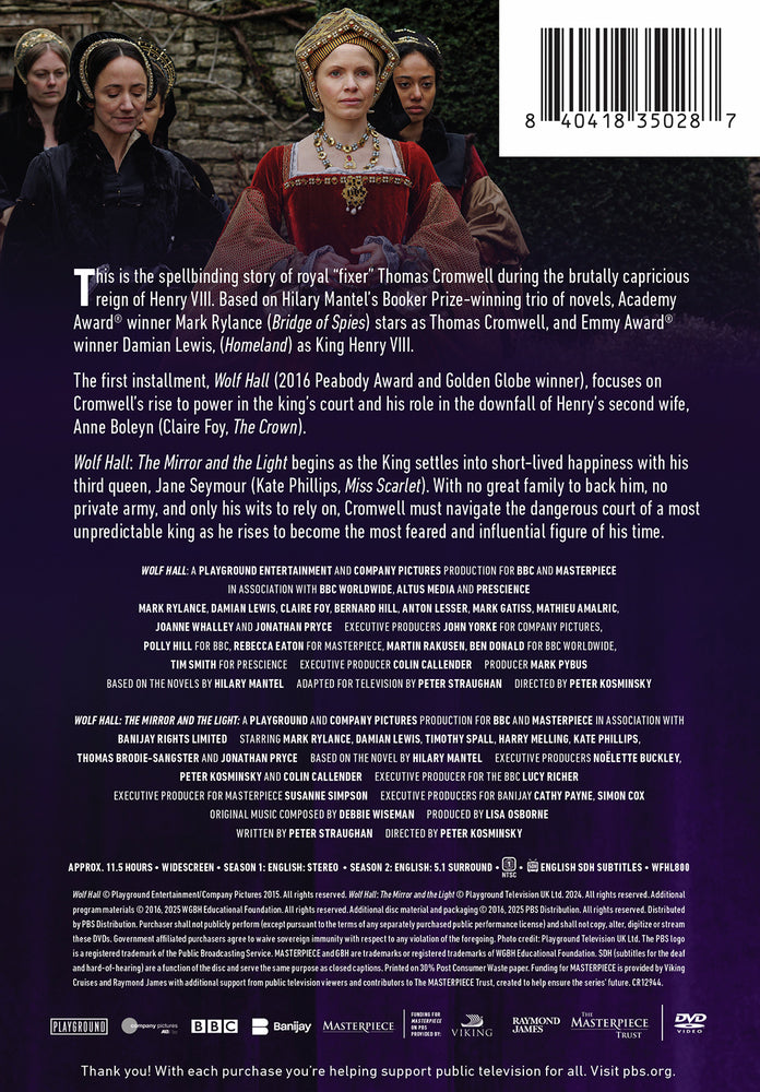 Masterpiece: Wolf Hall - The Complete Series - Back Panel - 