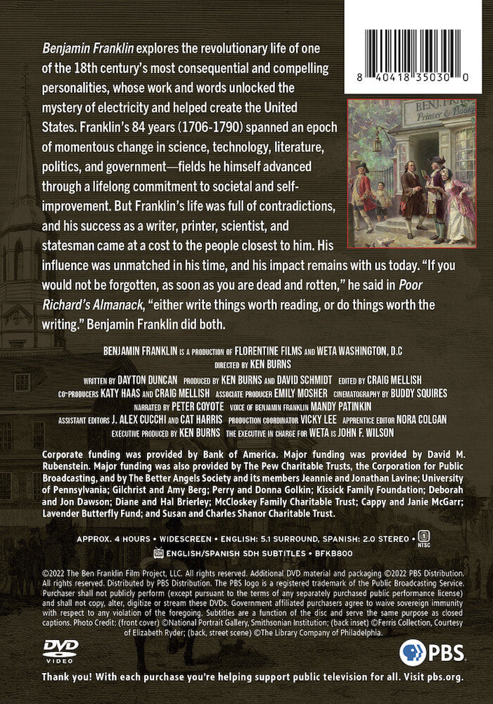 Ken Burns: Benjamin Franklin - Back Panel - 
