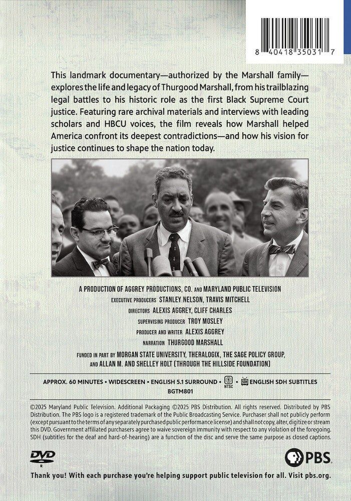 Becoming Thurgood: America's Social Architect - Back Panel - 