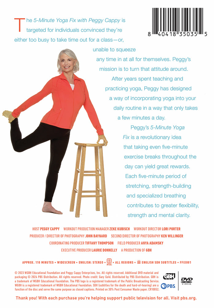 5-Minute Yoga Fix with Peggy Cappy - Back Panel - 