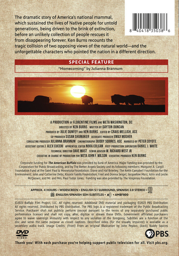 The American Buffalo: A Film by Ken Burns - Back Panel - 