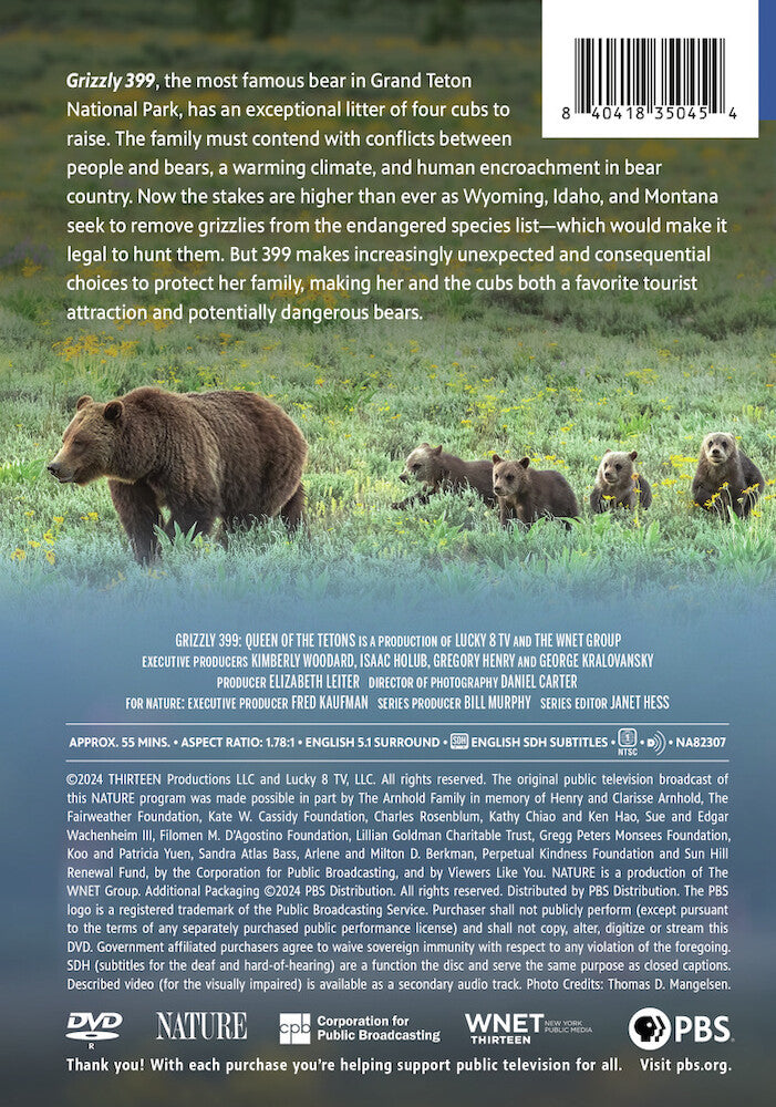 Nature: Grizzly 399 - Queen of the Tetons - Back Panel - 