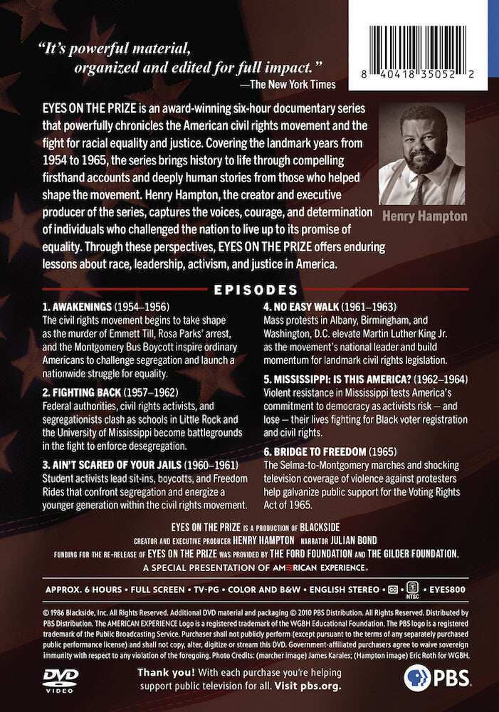 Eyes on the Prize: America's Civil Rights Years 1954-1965 (Season 1) - Back Panel - 