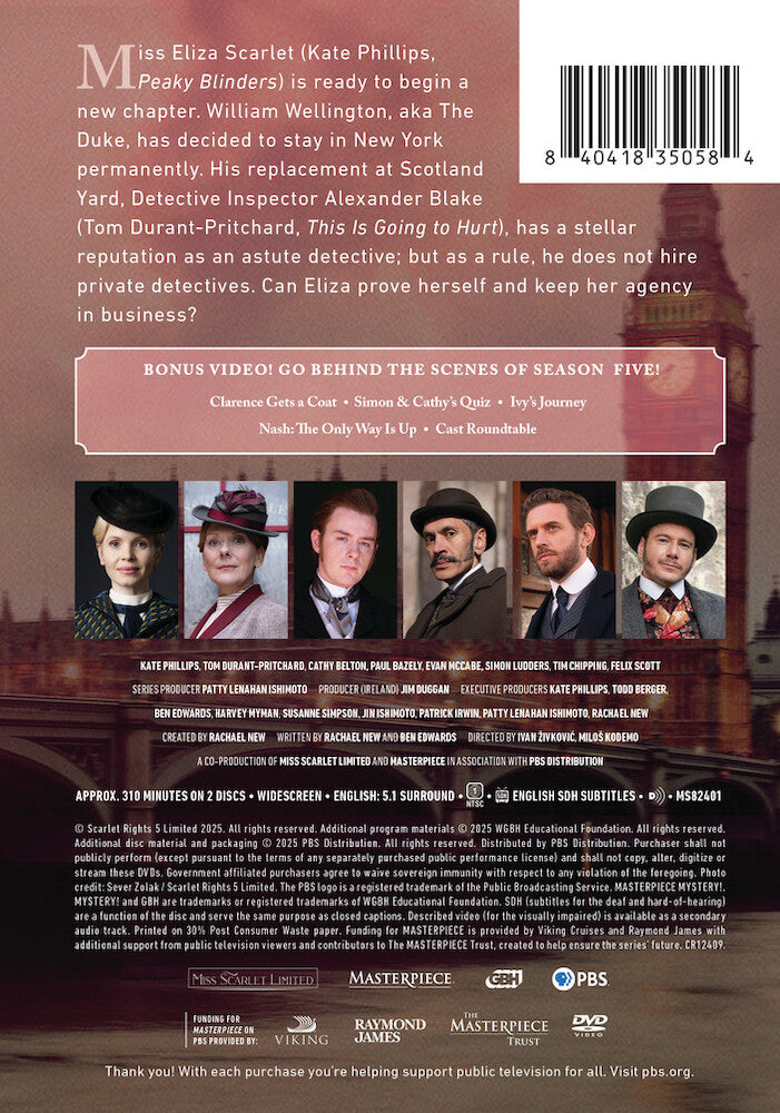 Masterpiece Mystery!: Miss Scarlet Season 5 - Back Panel - 