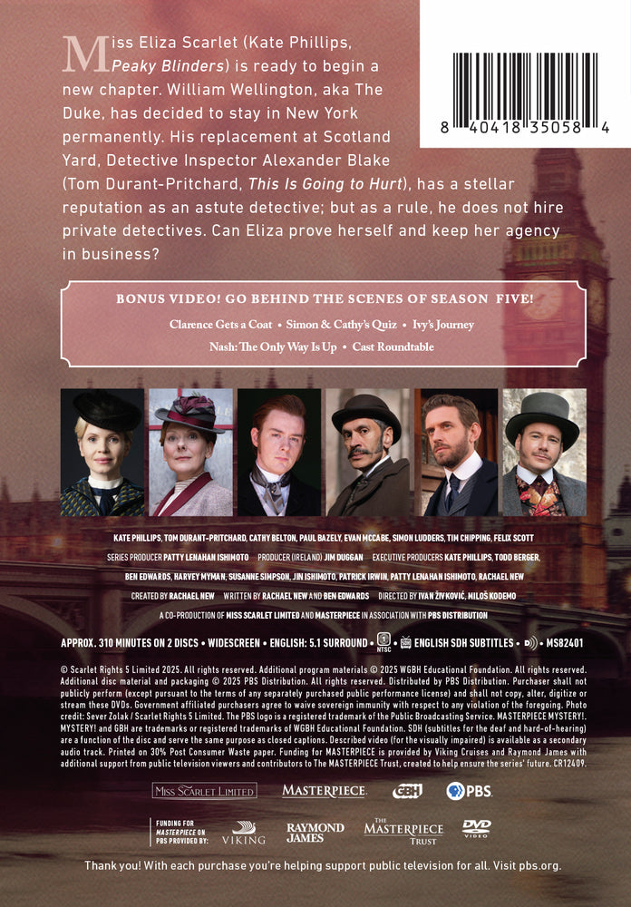 Masterpiece Mystery!: Miss Scarlet Season 5 - Back Panel - 