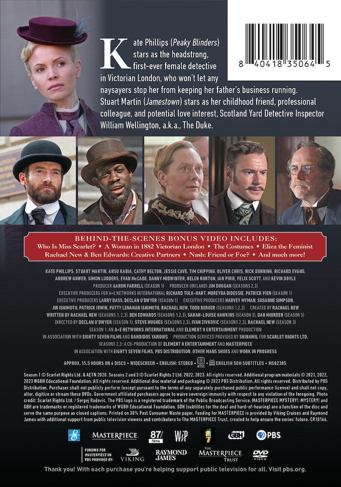 Masterpiece Mystery!: Miss Scarlet and the Duke Seasons 1, 2 & 3 - Back Panel - 