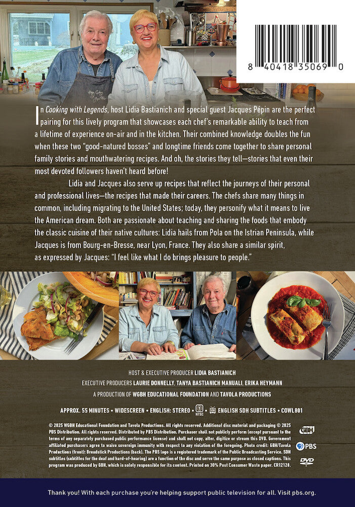 Cooking with Legends: Lidia Bastianich & Jacques Pepin - Back Panel - 
