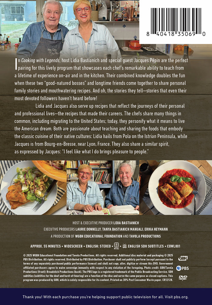 Cooking with Legends: Lidia Bastianich & Jacques Pepin - Back Panel - 