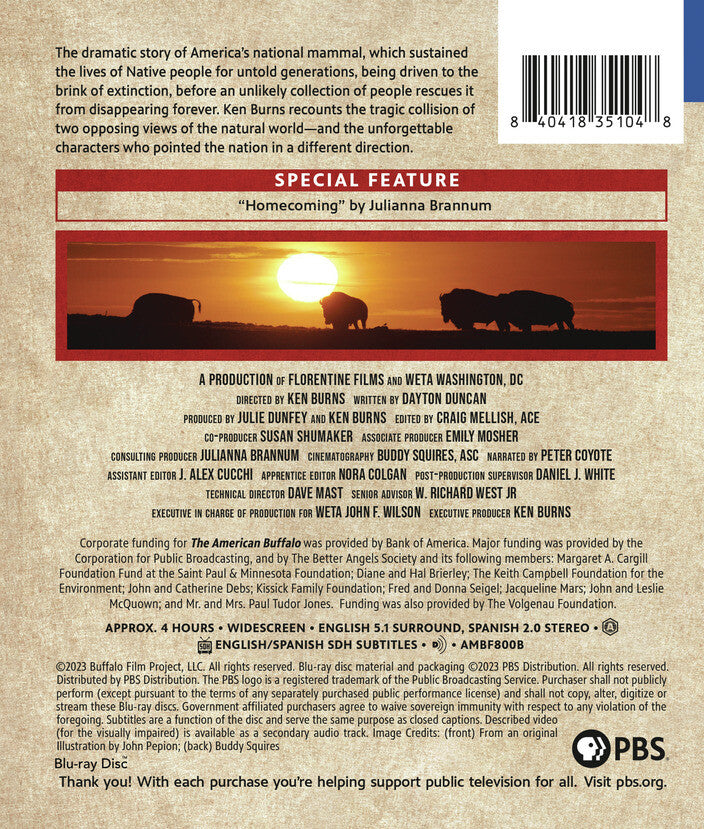The American Buffalo: A Film by Ken Burns - Back Panel - 