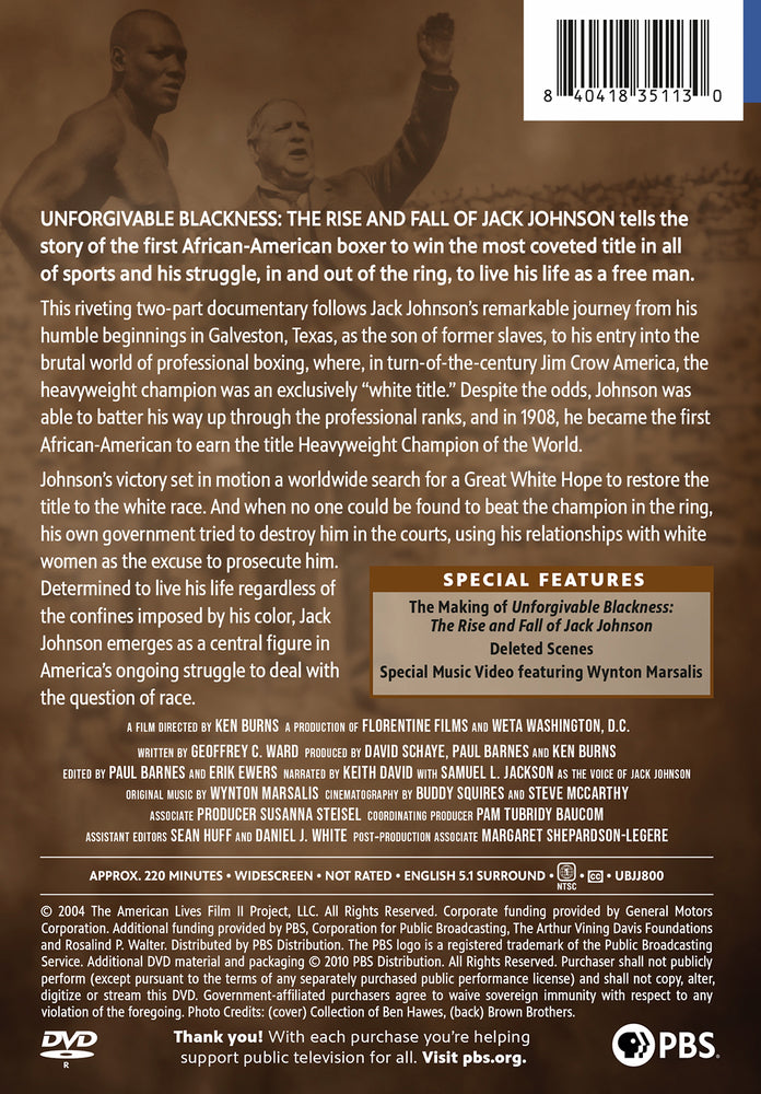 Ken Burns: Unforgivable Blackness: The Rise and Fall of Jack Johnson - Back Panel - 