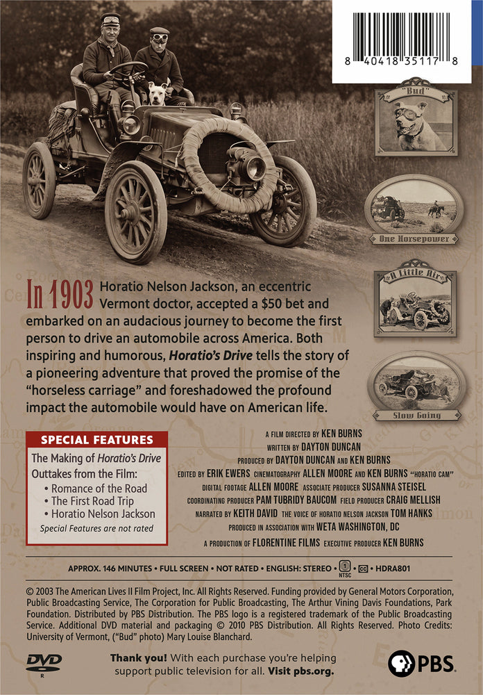 Ken Burns: Horatio's Drive - America's First Road Trip - Back Panel - 