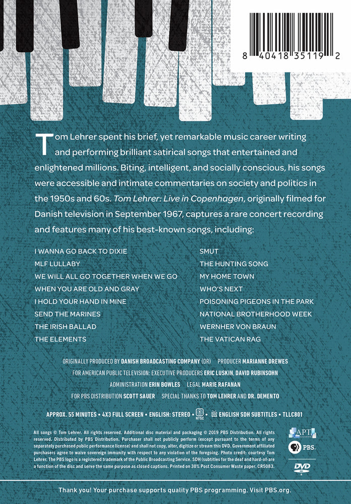 Tom Lehrer: Live in Copenhagen - Back Panel - 