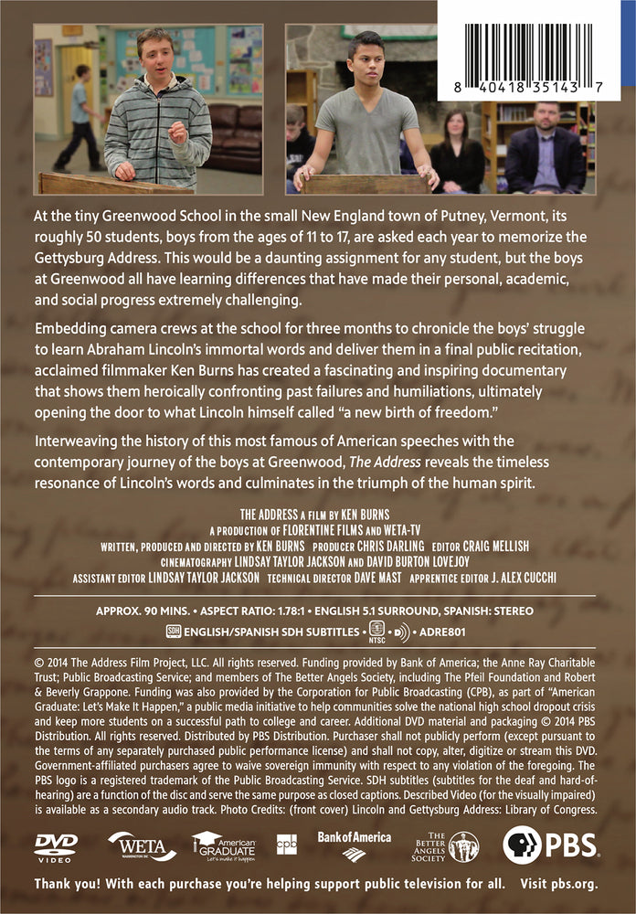 Ken Burns: The Address - Back Panel - 