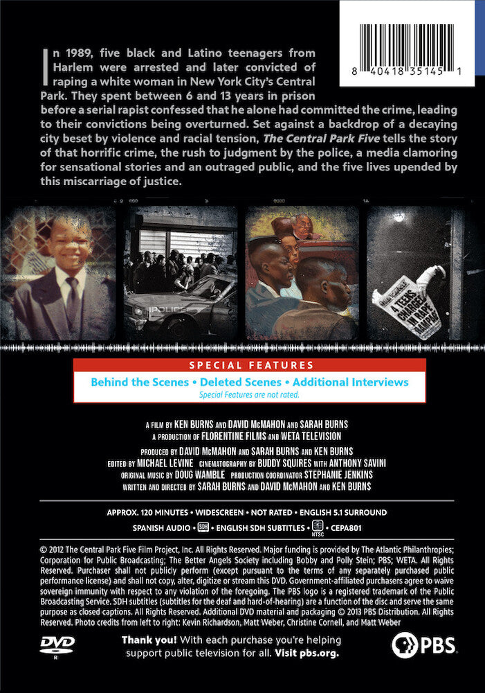 Ken Burns: The Central Park Five - Back Panel - 