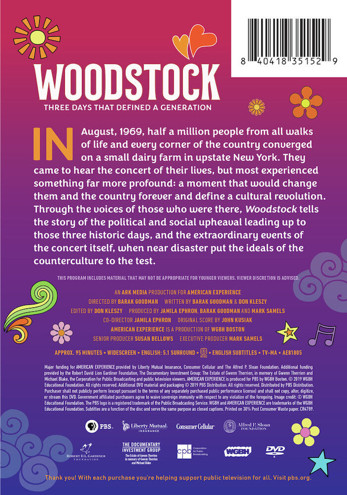 American Experience: Woodstock - Three Days That Defined A Generation - Back Panel - 
