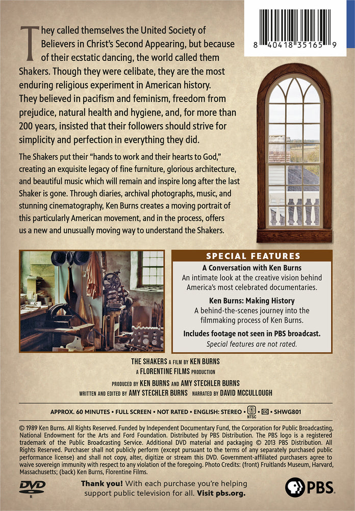 Ken Burns: The Shakers: Hands to Work, Hearts to God - Back Panel - 