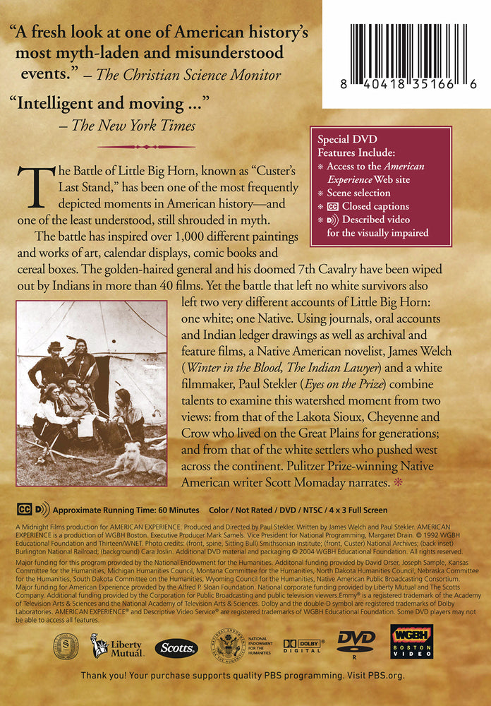 American Experience: Last Stand at Little Big Horn - Back Panel - 