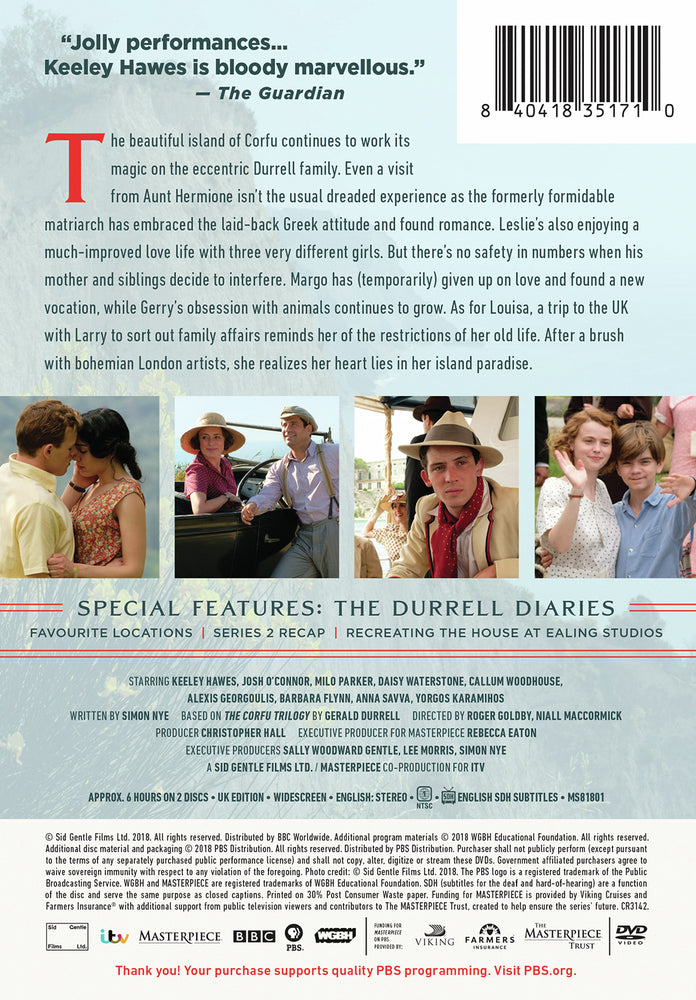 Masterpiece: The Durrells in Corfu, Season 3 - Back Panel - 