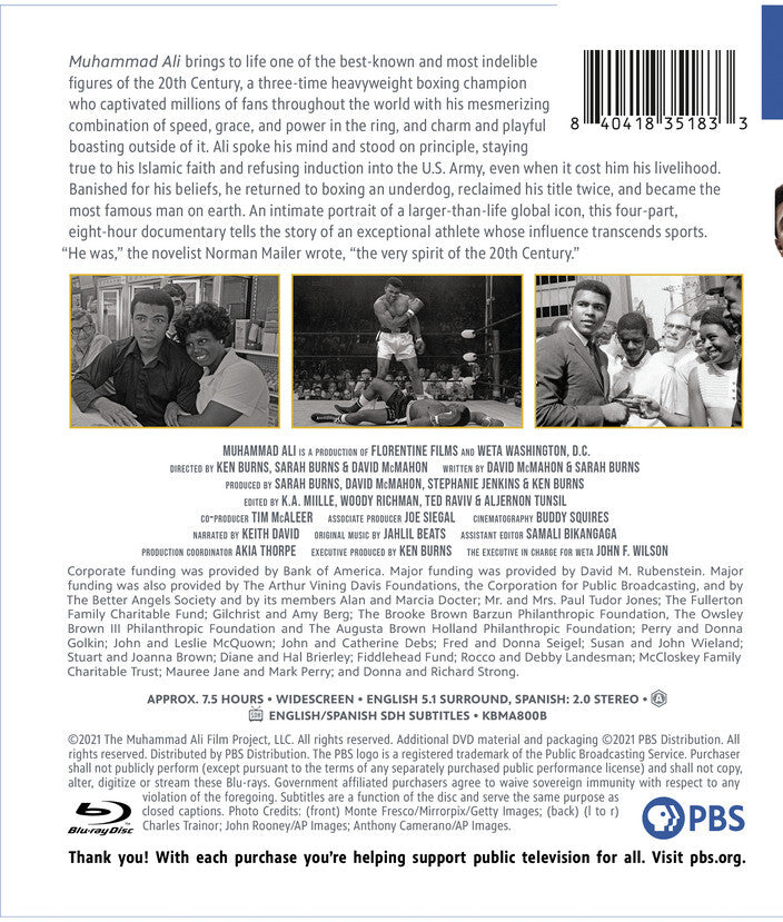 Muhammad Ali: A Film by Ken Burns, Sarah Burns & David McMahon - Back Panel - 