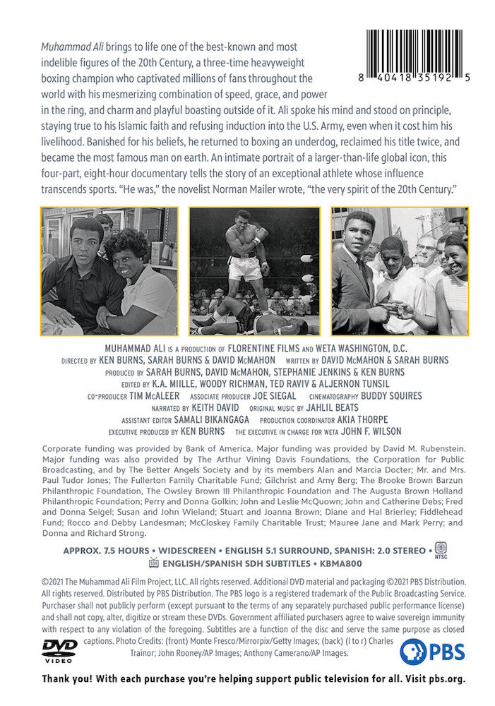 Muhammad Ali: A Film by Ken Burns, Sarah Burns & David McMahon - Back Panel - 