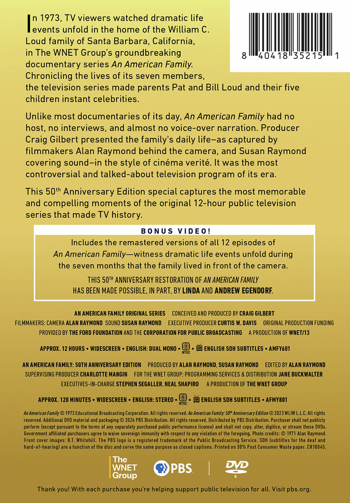 An American Family: 50th Anniversary Edition - Back Panel - 