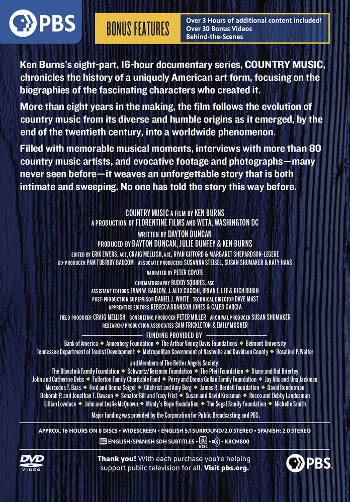 Country Music: A Film by Ken Burns - Back Panel - 