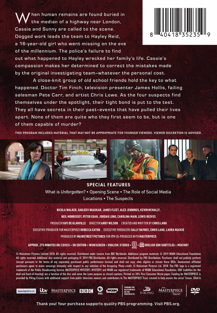 Masterpiece Mystery!: Unforgotten, Season 3 - Back Panel - 