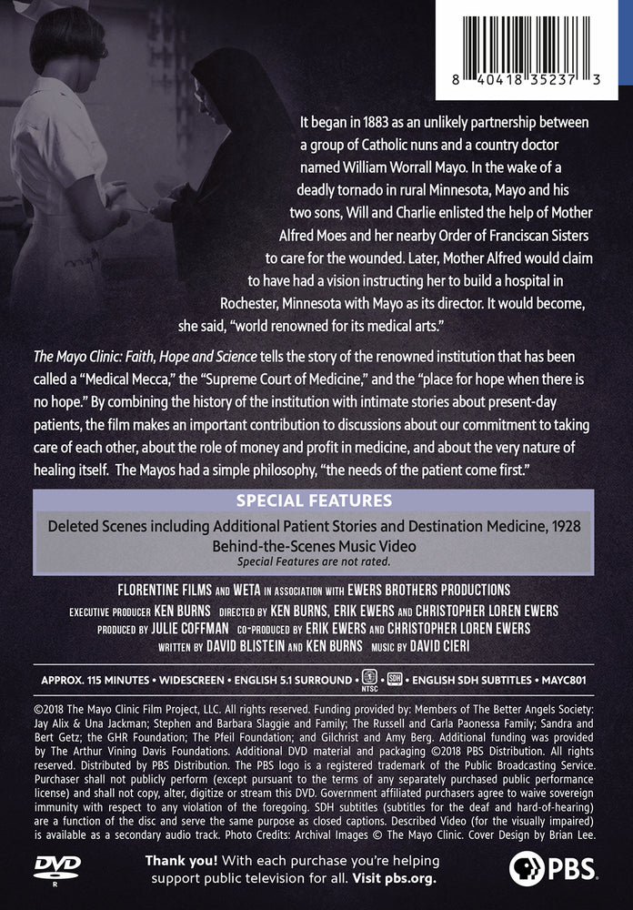 Ken Burns: The Mayo Clinic - Faith, Hope and Science - Back Panel - 