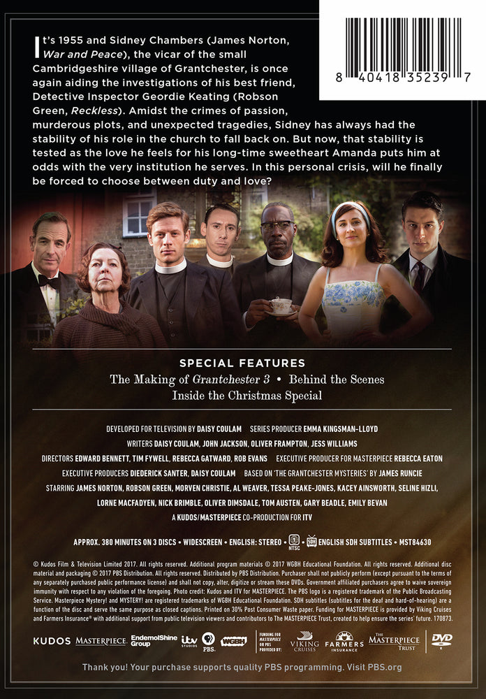 Masterpiece Mystery!: Grantchester Season 3 - Back Panel - 