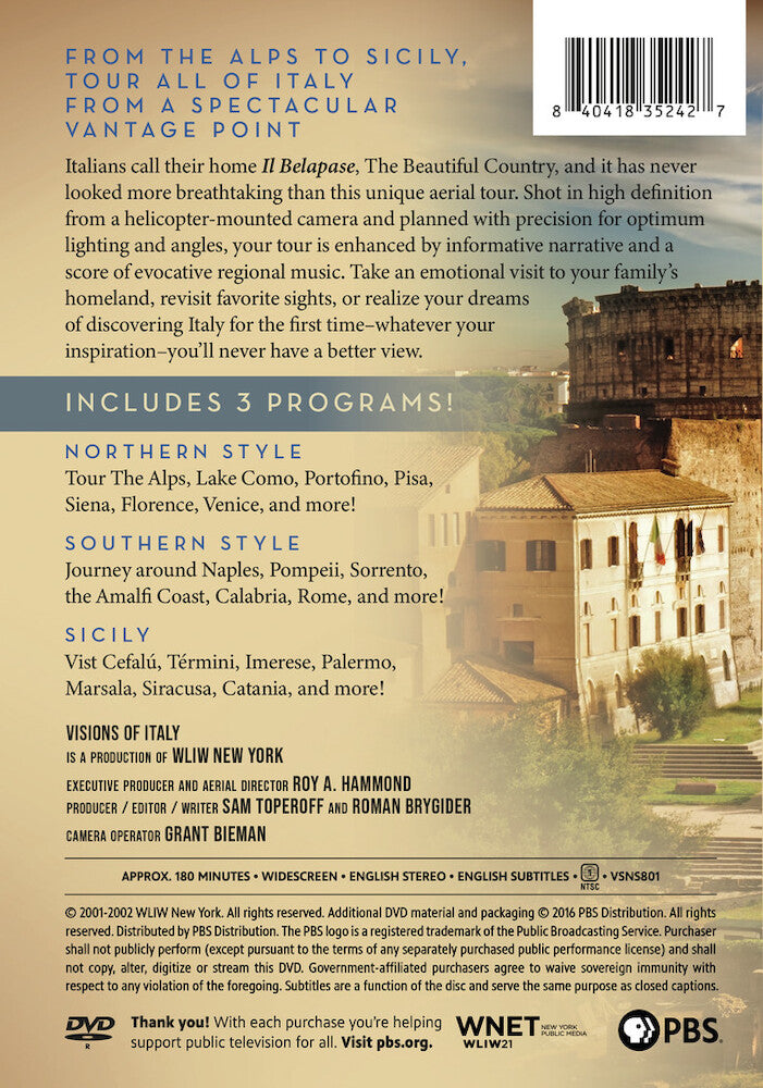 Visions of Italy - Back Panel - 