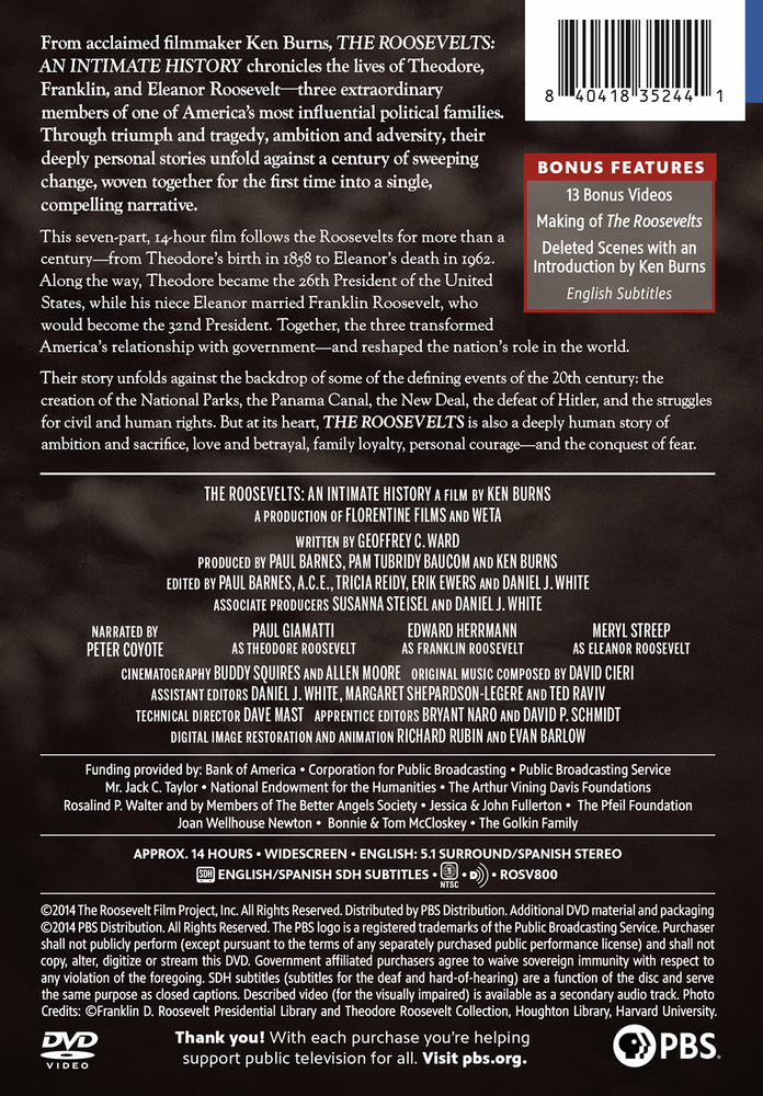 Ken Burns: The Roosevelts: An Intimate History - Back Panel - 