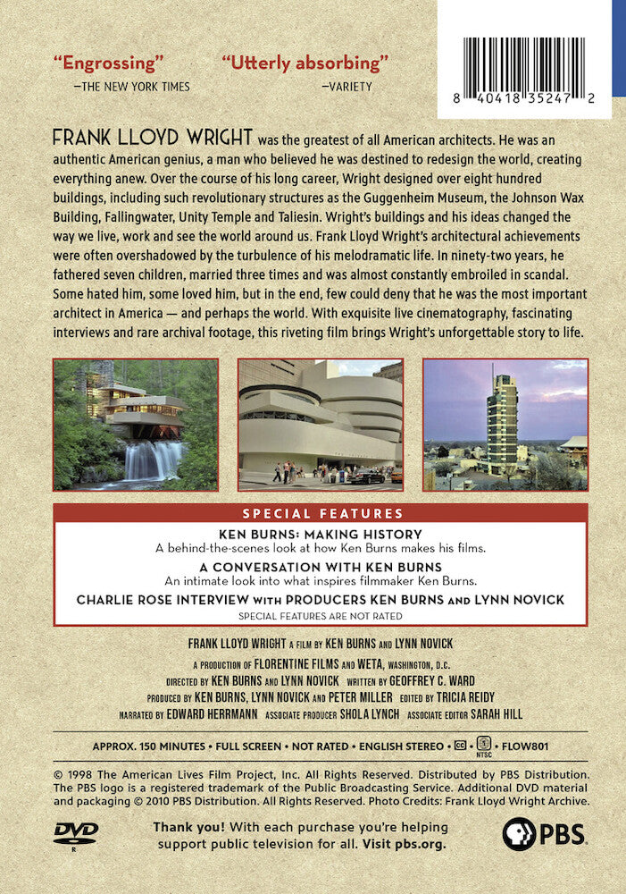Frank Lloyd Wright: A Film by Ken Burns & Lynn Novick - Back Panel - 