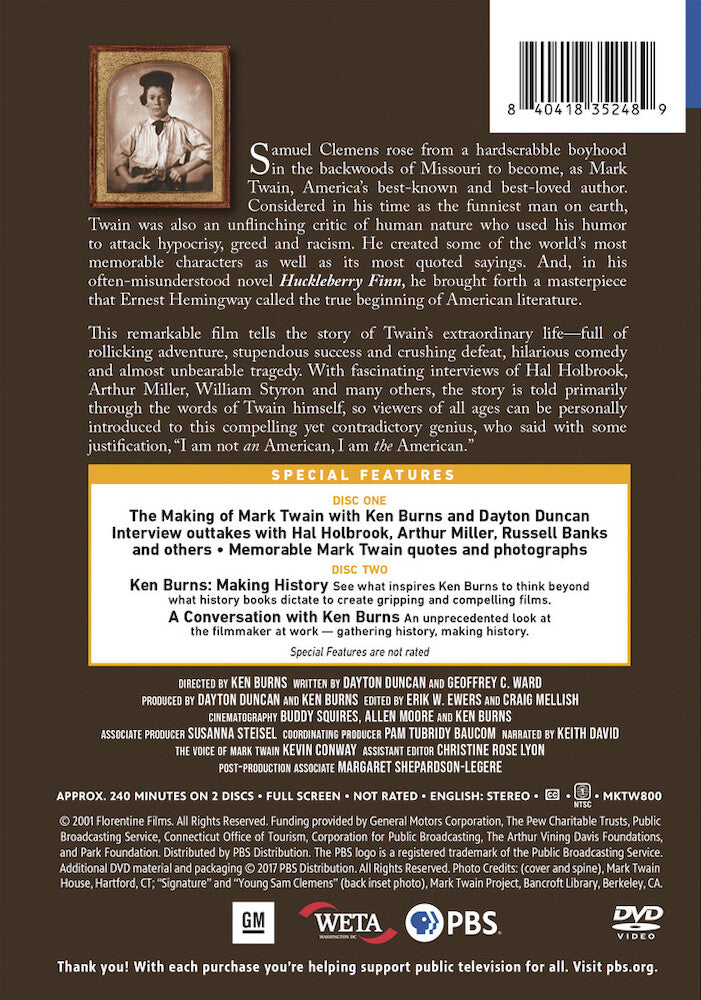 Mark Twain - A Film By Ken Burns - Back Panel - 