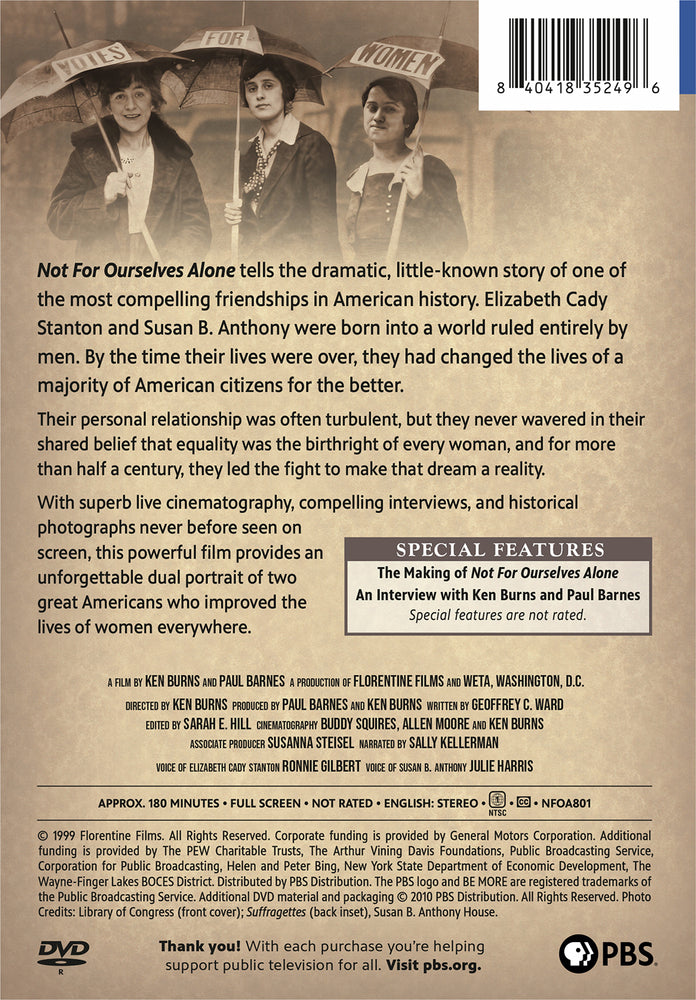 Ken Burns: Not for Ourselves Alone: The Story of Elizabeth Cady Stanton & Susan B. Anthony - Back Panel - 