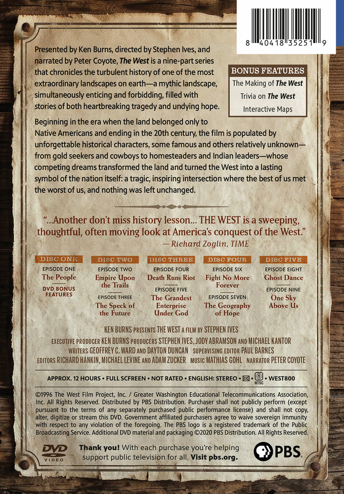 Ken Burns: The West - Back Panel - 
