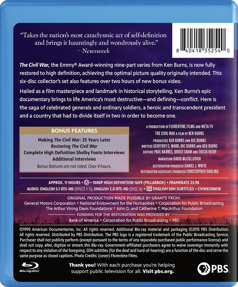Ken Burns: The Civil War [Blu-ray] - Back Panel - 