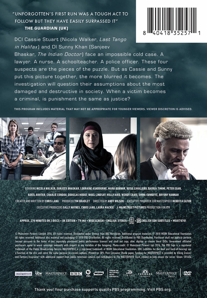 Masterpiece Mystery!: Unforgotten, Season 2 (UK Edition) - Back Panel - 