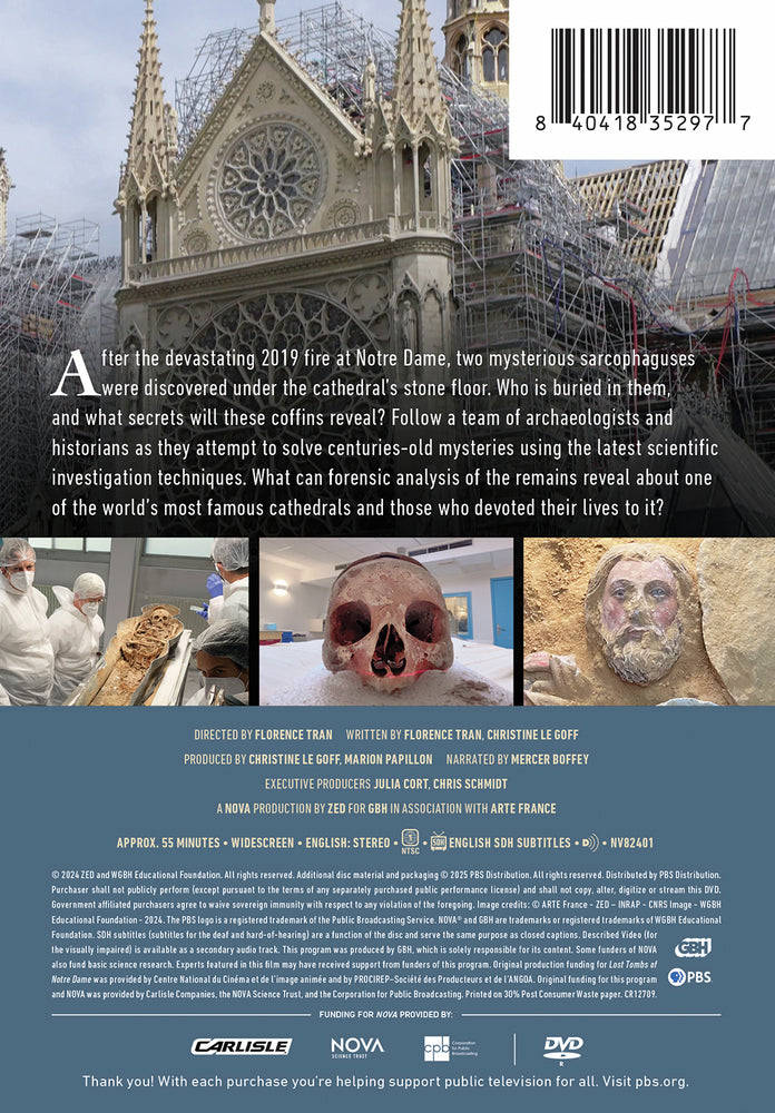 NOVA: Lost Tombs of Notre Dame - Back Panel - 