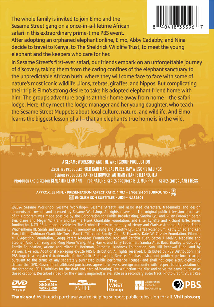 NATURE: Sesame Street and the Great Elephant Adventure - Back Panel - 